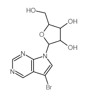 2-(7-bromo-2,4,9-triazabicyclo[4.3.0]nona-1,3,5,7-tetraen-9-yl)-5-(hydroxymethyl)oxolane-3,4-diol结构式