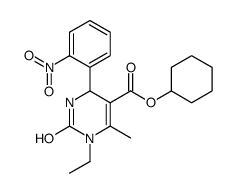 cyclohexyl 3-ethyl-4-methyl-6-(2-nitrophenyl)-2-oxo-1,6-dihydropyrimidine-5-carboxylate结构式