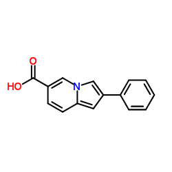 2-Phenyl-6-indolizinecarboxylic acid结构式