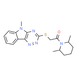 Piperidine, 2,6-dimethyl-1-[[(5-methyl-5H-1,2,4-triazino[5,6-b]indol-3-yl)thio]acetyl]- (9CI) picture