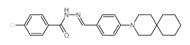 N-[[4-(3-azaspiro[5.5]undec-3-yl)phenyl]methylideneamino]-4-chloro-benzamide structure