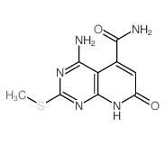 5-amino-3-methylsulfanyl-9-oxo-2,4,10-triazabicyclo[4.4.0]deca-1,3,5,7-tetraene-7-carboxamide结构式