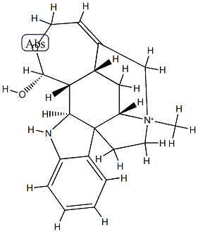 (17R)-19,20-Didehydro-17,18-epoxy-17-hydroxy-4-methylcuran-4-ium structure