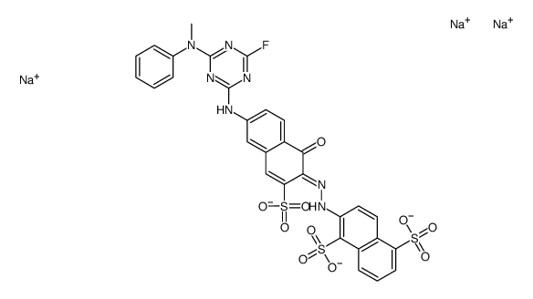 trisodium 2-[[6-[[4-fluoro-6-(methylphenylamino)-1,3,5-triazin-2-yl]amino]-1-hydroxy-3-sulphonato-2-naphthyl]azo]naphthalene-1,5-disulphonate picture