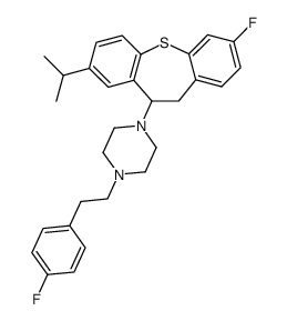 1-(7-fluoro-2-isopropyl-10,11-dihydrodibenzo[b,f]thiepin-11-yl)-4-(2-(4-fluorophenyl)ethyl)piperazine结构式