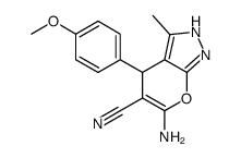 6-AMINO-4-(4-METHOXY-PHENYL)-3-METHYL-1,4-DIHYDRO-PYRANO[2,3-C]PYRAZOLE-5-CARBONITRILE结构式