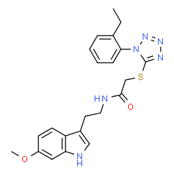 2-{[1-(2-ethylphenyl)-1H-tetraazol-5-yl]sulfanyl}-N-[2-(6-methoxy-1H-indol-3-yl)ethyl]acetamide结构式