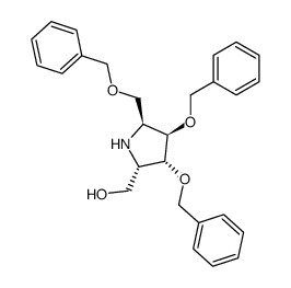 (2S,3R,4R,5S)-3,4-bis(benzyloxy)-5-(benzyloxymethyl)-2-(hydroxymethyl)pyrrolidine Structure