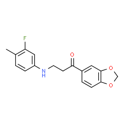 1-(1,3-benzodioxol-5-yl)-3-(3-fluoro-4-methylanilino)-1-propanone structure