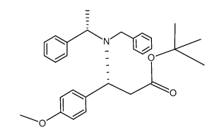 tert-butyl (3R,αS)-3-[N-benzyl-N-(α-methylbenzyl)-amino]-3-(4'-methoxyphenyl)propanoate结构式