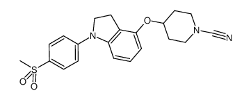 4-({1-[4-(methylsulfonyl)phenyl]-2,3-dihydro-1H-indol-4-yl}oxy)-1-piperidinecarbonitrile结构式