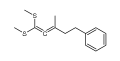 (3-methyl-5-phenylpenta-1,2-diene-1,1-diyl)bis(methylsulfane)结构式