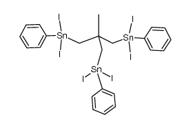 {2-methyl-2-{(diiodophenylstannyl)methyl}-1,3-propanediyl}bis{diiodophenylstannane}结构式