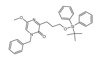 1-benzyl-3-[3'-(dimethyl-t-butylsilyloxy)propyl]-5-methoxy-pyrazin-2(1H)-one结构式
