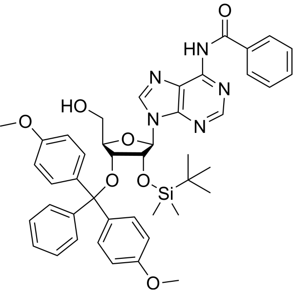 N6-Benzoyl-2'-O-tert-butyldimethylsilyl-3'-O-DMT-adenosine Structure