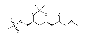 2-[(4R,6S)-6-methanesulfonyloxymethyl-2,2-dimethyl-[1,3]dioxan-4-yl]-N-methoxy-N-methyl-acetamide结构式