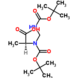 N-{[(2-Methyl-2-propanyl)oxy]carbonyl}-N-[({[(2-methyl-2-propanyl)oxy]carbonyl}amino)methyl]-L-alanine结构式
