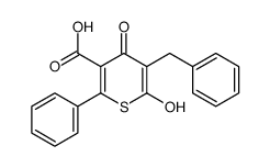 5-benzyl-6-hydroxy-4-oxo-2-phenylthiopyran-3-carboxylic acid Structure
