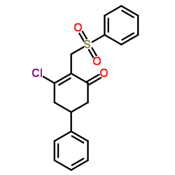 3-Chloro-5-phenyl-2-[(phenylsulfonyl)methyl]-2-cyclohexen-1-one结构式