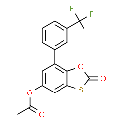 2-oxo-7-(3-(trifluoromethyl)phenyl)benzo[d][1,3]oxathiol-5-yl acetate structure