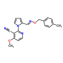 4-Methoxy-2-{2-[(E)-{[(4-methylbenzyl)oxy]imino}methyl]-1H-pyrrol-1-yl}nicotinonitrile Structure