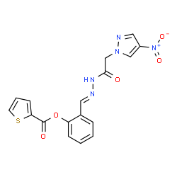 1H-Pyrazole-1-aceticacid,4-nitro-,[[2-[(2-thienylcarbonyl)oxy]phenyl]methylene]hydrazide(9CI) structure