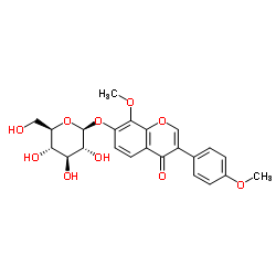 8-Methoxy-3-(4-methoxyphenyl)-4-oxo-4H-chromen-7-yl β-D-glucopyranoside结构式