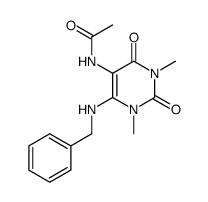 Acetamide,N-[1,2,3,4-tetrahydro-1,3-dimethyl-2,4-dioxo-6-[(phenylmethyl)amino]-5-pyrimidinyl]- structure