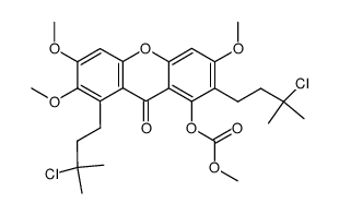 1,7-bis-(3-chloro-3-methylbutyl)-2,3,6-trimethoxy-8-methoxycarbonyloxyxanthen-9-one Structure