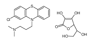 3-(2-chlorophenothiazin-10-yl)-N,N-dimethylpropan-1-amine,(2R)-2-[(1S)-1,2-dihydroxyethyl]-3,4-dihydroxy-2H-furan-5-one结构式