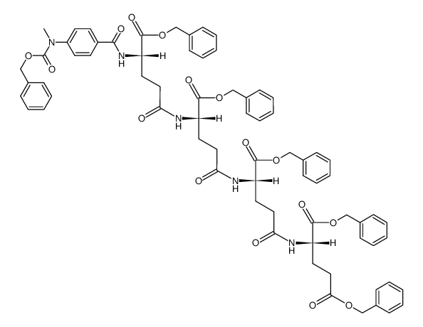 pentabenzyl (3S,8S,13S,18S)-1-(4-(((benzyloxy)carbonyl)(methyl)amino)phenyl)-1,6,11,16-tetraoxo-2,7,12,17-tetraazaicosane-3,8,13,18,20-pentacarboxylate Structure