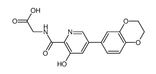 {[5-(2,3-Dihydro-benzo[1,4]dioxin-6-yl)-3-hydroxy-pyridine-2-carbonyl]-amino}-acetic acid Structure