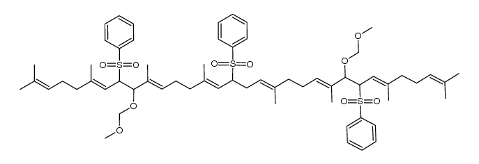 8,16,25-tris(benzenesulfonyl)-2,6,10,14,19,23,27,31-octamethyl-2,6,10,14,18,22,26,30-dotriacontaoctaene-9,24-diol, bis(methoxymethyl) ether Structure