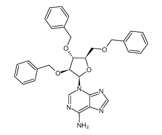 1-(6-amino-purin-3-yl)-tri-O-benzyl-β-D-1-deoxy-arabinofuranose结构式
