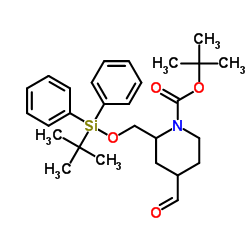 2-{[((叔丁基二苯基甲硅烷基)氧基]甲基} -4-甲酰基哌啶-1-甲酸叔丁酯结构式