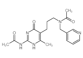 N-[3-(2-acetamido-4-methyl-6-oxo-3H-pyrimidin-5-yl)propyl]-N-(pyridin-3-ylmethyl)acetamide structure