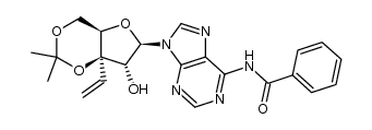 6-N-benzoyl-9-(3,5-O-isopropylidene-3-C-vinyl-β-D-xylofuranosyl)adenine结构式