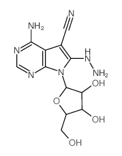 7H-Pyrrolo[2,3-d]pyrimidine-5-carbonitrile,4-amino-6-hydrazino-7-b-D-ribofuranosyl- (8CI,9CI) Structure