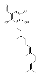 3-Chloro-4,6-dihydroxy-2-methyl-5-[(2E,6E)-3,7,11-trimethyl-2,6,10-dodecatrienyl]benzaldehyde结构式
