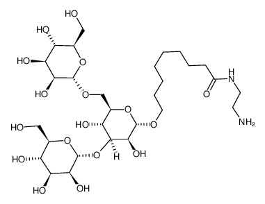 Nonanamide, 9-(O-.alpha.-D-mannopyranosyl-(1?3)-O-.alpha.-D-mannopyranosyl-(1?6)-.alpha.-D-mannopyranosyl)oxy-N-(2-aminoethyl)- Structure