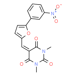 1,3-dimethyl-5-{[5-(3-nitrophenyl)furan-2-yl]methylidene}pyrimidine-2,4,6(1H,3H,5H)-trione结构式