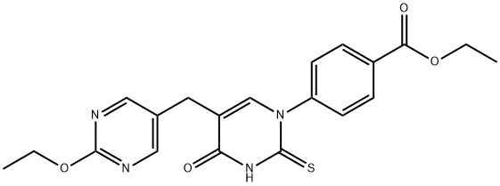 ethyl 4-(5-((2-ethoxypyrimidin-5-yl)methyl)-4-oxo-2-thioxo-3,4-dihydropyrimidin-1(2h)-yl)benzoate picture