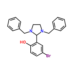 4-Bromo-2-(1,3-dibenzyl-2-imidazolidinyl)phenol Structure