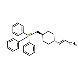 Triphenyl({trans-4-[(1E)-1-propen-1-yl]cyclohexyl}methyl)phosphonium iodide结构式