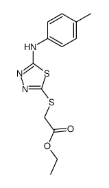 [5-(4-methyl-anilino)-[1,3,4]thiadiazol-2-ylsulfanyl]-acetic acid ethyl ester结构式