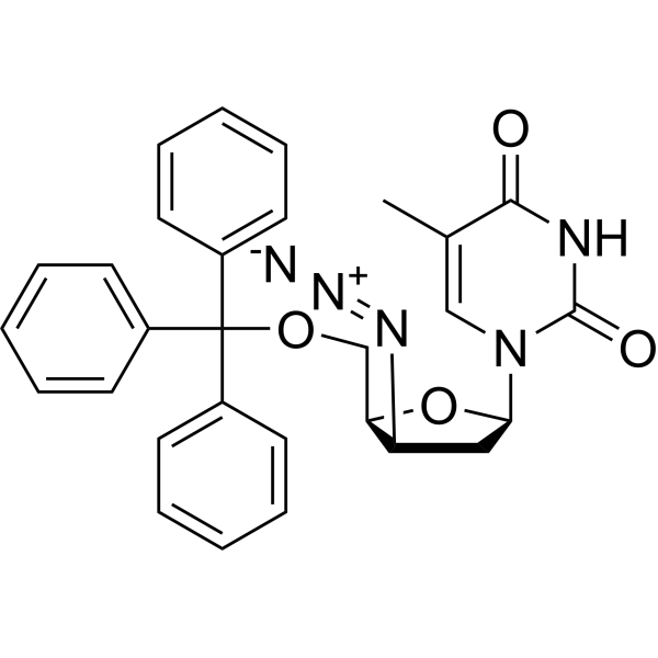 1-(3-beta-Azido-2,3-dideoxy-5-O-trityl-beta-D-threopenta-furanosyl)thyMine picture