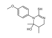 6-hydroxy-1-(4-methoxyphenyl)-5,6-dimethyl-1,3-diazinane-2-thione结构式