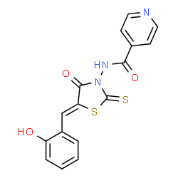 N-[5-[(2-Hydroxyphenyl)methylene]-4-oxo-2-thioxo-3-thiazolidinyl]-4-pyridinecarboxamide structure