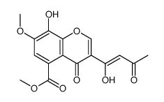 8-Hydroxy-3-(1-hydroxy-3-oxo-1-butenyl)-7-methoxy-4-oxo-4H-1-benzopyran-5-carboxylic acid methyl ester结构式