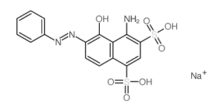 1,3-Naphthalenedisulfonicacid, 4-amino-5-hydroxy-6-(2-phenyldiazenyl)-, sodium salt (1:2) Structure